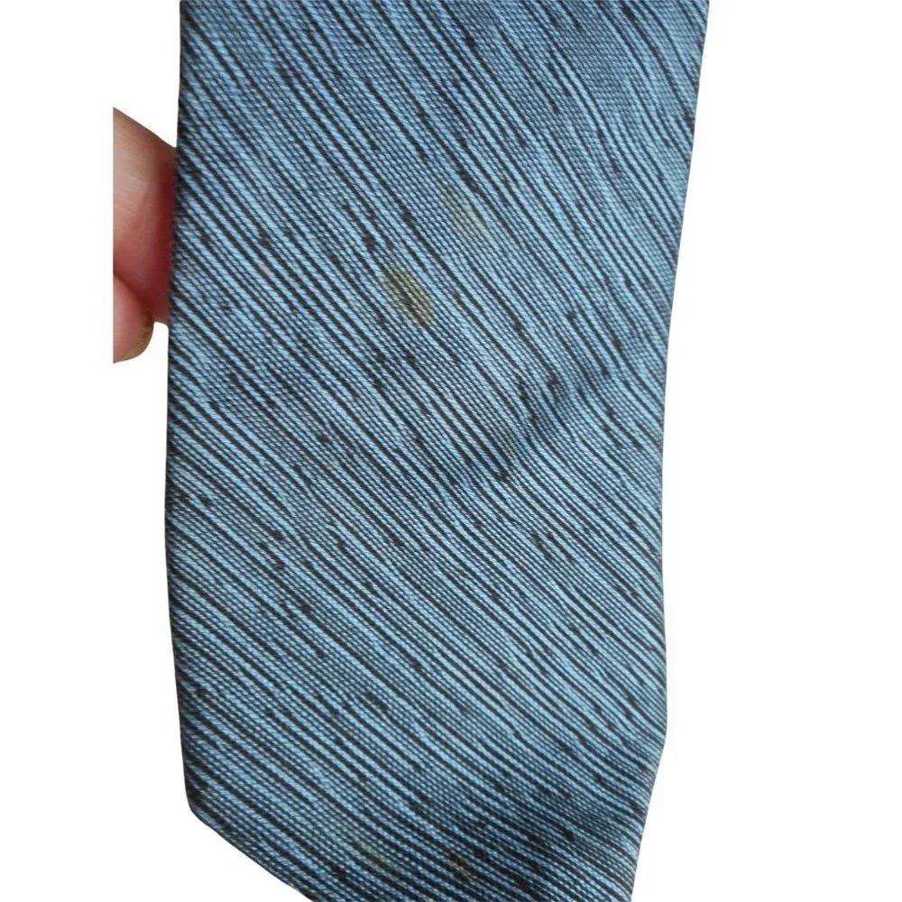 Vintage 1970s/80s Blue Black Striped clip on Tie necktie